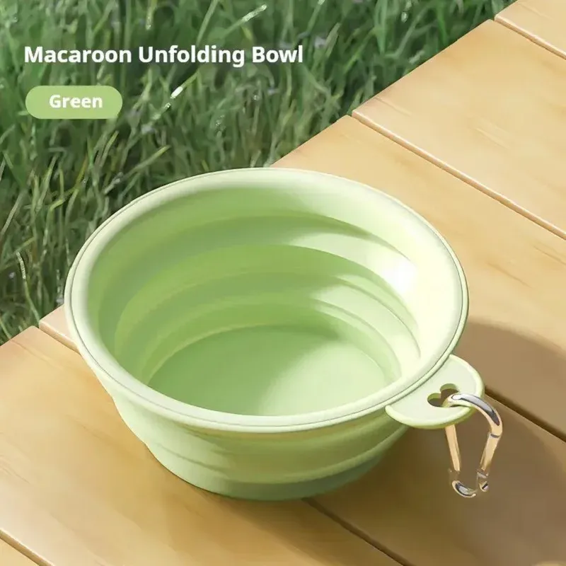 Gamelle pliable 2 en 1 en silicone pour chien et chat, distributeur d'eau et de nourriture avec mousqueton, idéale pour les sorties en plein air 8