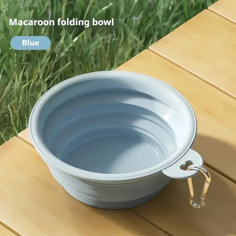 Gamelle pliable 2 en 1 en silicone pour chien et chat, distributeur d'eau et de nourriture avec mousqueton, idéale pour les sorties en plein air 7
