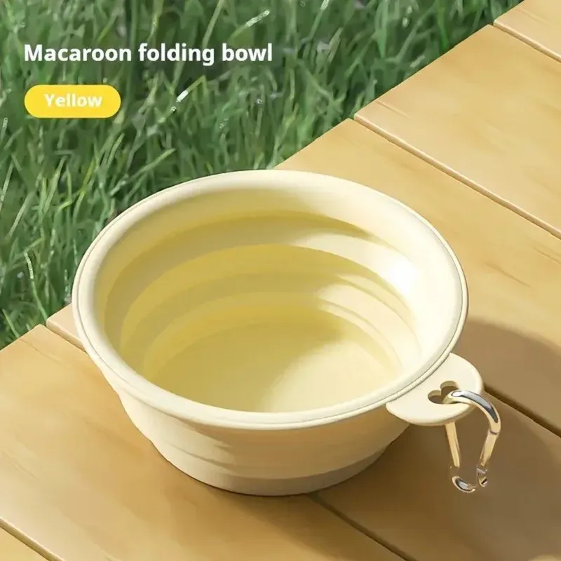 Gamelle pliable 2 en 1 en silicone pour chien et chat, distributeur d'eau et de nourriture avec mousqueton, idéale pour les sorties en plein air 9
