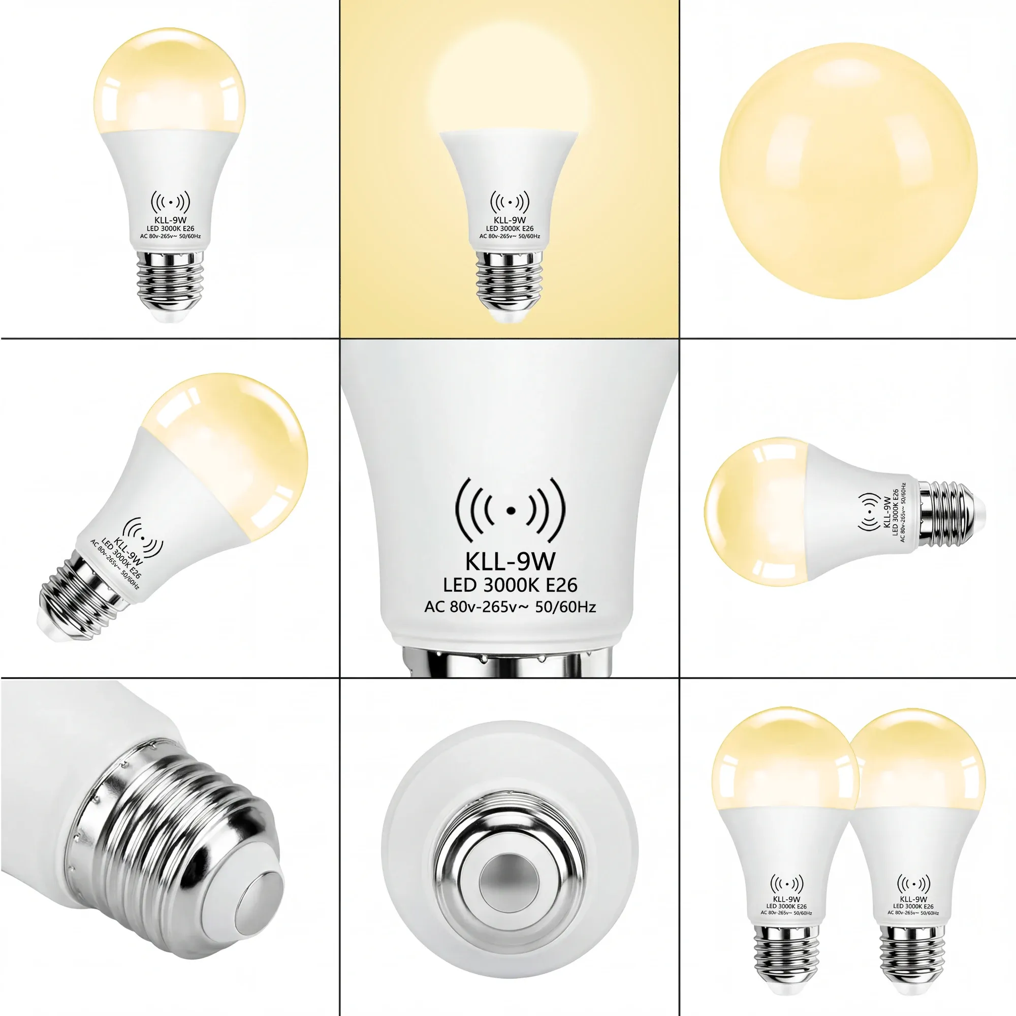 Ampoules LED à détecteur de mouvement 9 W avec capteur de luminosité, allumage et extinction automatiques pour éclairage intérieur et extérieur, porche, escaliers et couloir 3