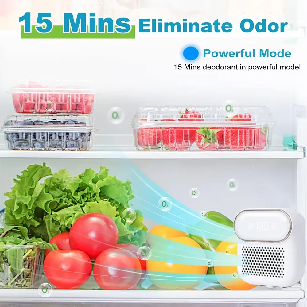 Purificateur d'air et désodorisant à ozone rechargeable pour réfrigérateur, maison et cuisine 4