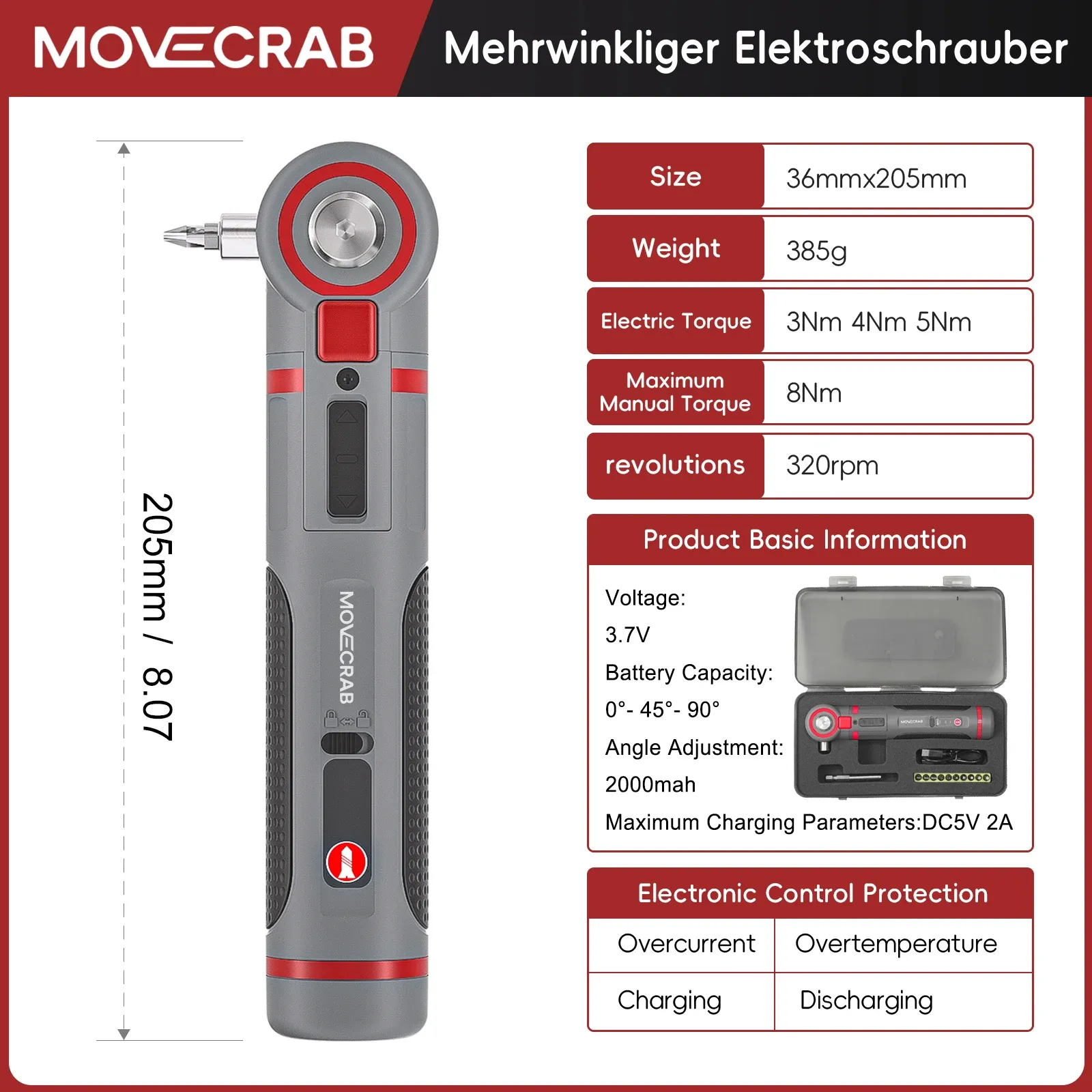 MOVECRAB – Mini jeu de tournevis électrique à angle réglable, outil portatif rechargeable au lithium pour la maison 8