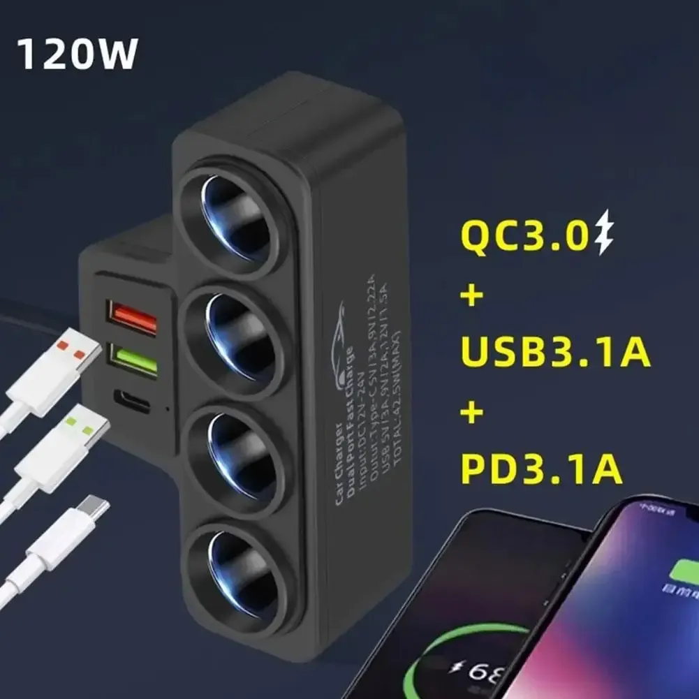 Chargeur de voiture double port connectique