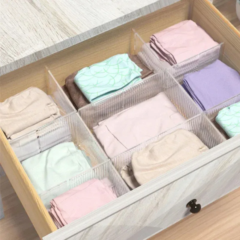 Séparateurs de tiroir réglables et modulables, lot de 4, pour sous-vêtements et chaussettes 4