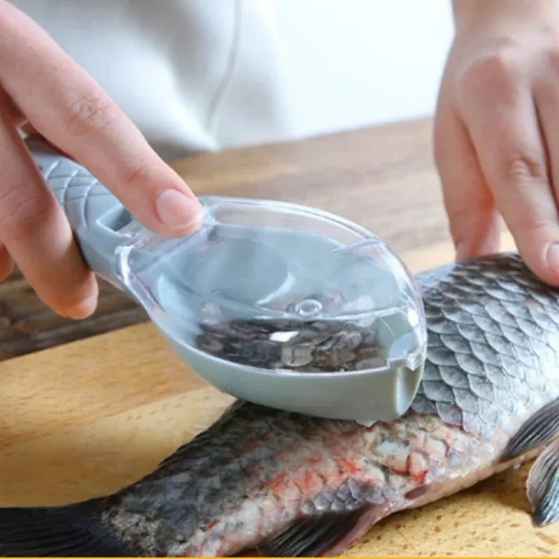 Grattoir à écailles de poisson domestique pour cuisine avec couvercle, outil de nettoyage manuel et brosse pour matériel de pêche - Image 1