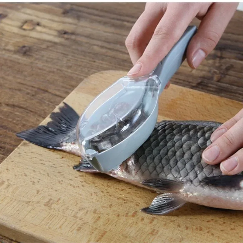 Grattoir à écailles de poisson domestique pour cuisine avec couvercle, outil de nettoyage manuel et brosse pour matériel de pêche 2