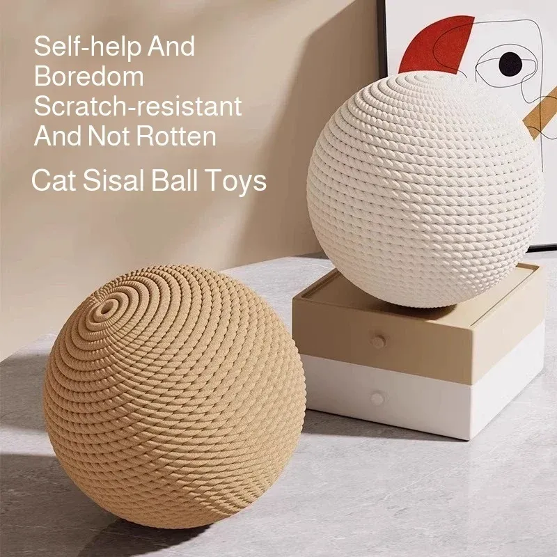 Jouet interactif en sisal pour chat avec balle sonore à gratter 2