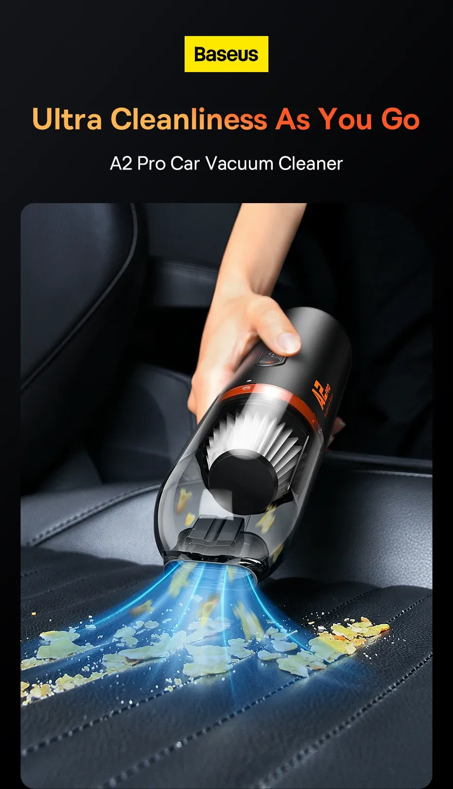 Détail de l'aspirateur Baseus A2 Pro