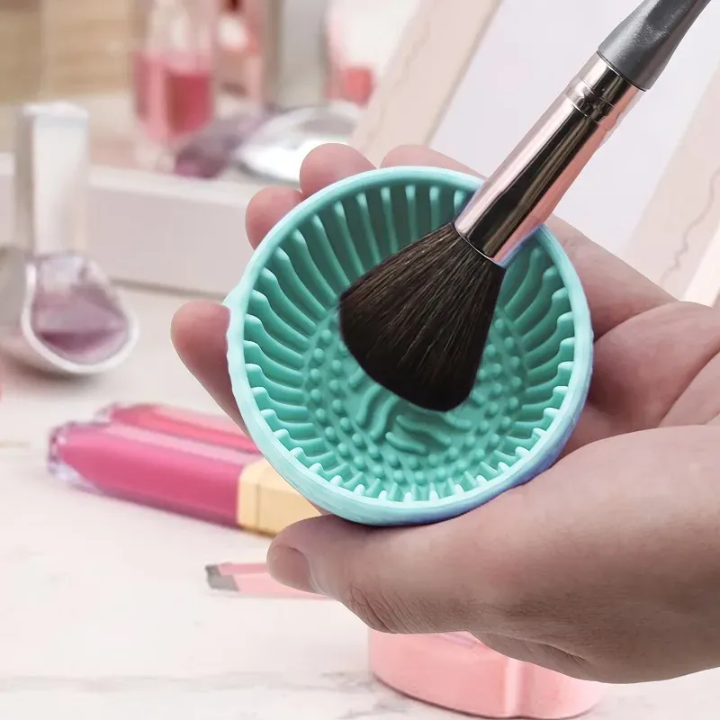 Bol de nettoyage en silicone pour pinceaux de maquillage avec tapis exfoliant inodore, pour sourcils, joues, visage et yeux - Image 1
