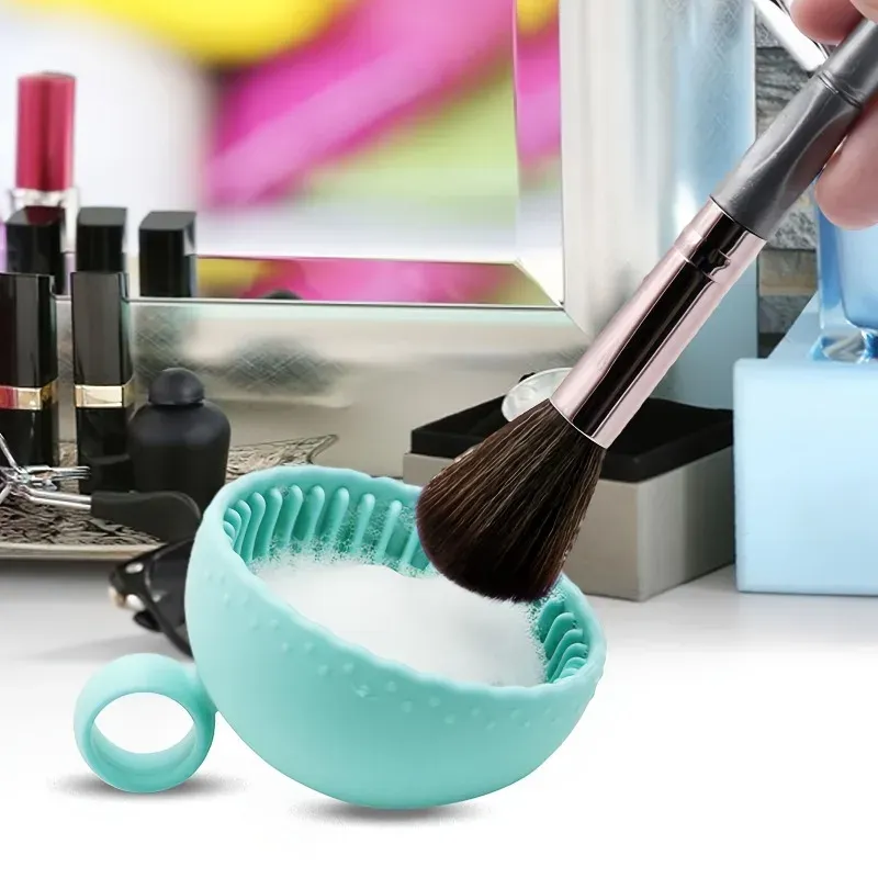 Bol de nettoyage en silicone pour pinceaux de maquillage avec tapis exfoliant inodore, pour sourcils, joues, visage et yeux 4