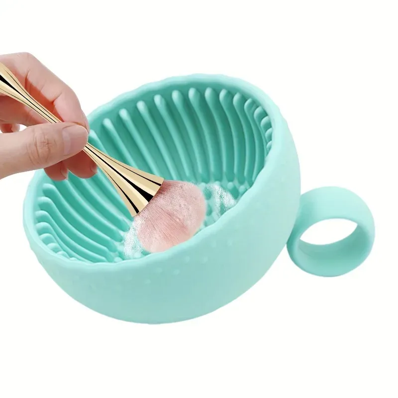 Bol de nettoyage en silicone pour pinceaux de maquillage avec tapis exfoliant inodore, pour sourcils, joues, visage et yeux 5