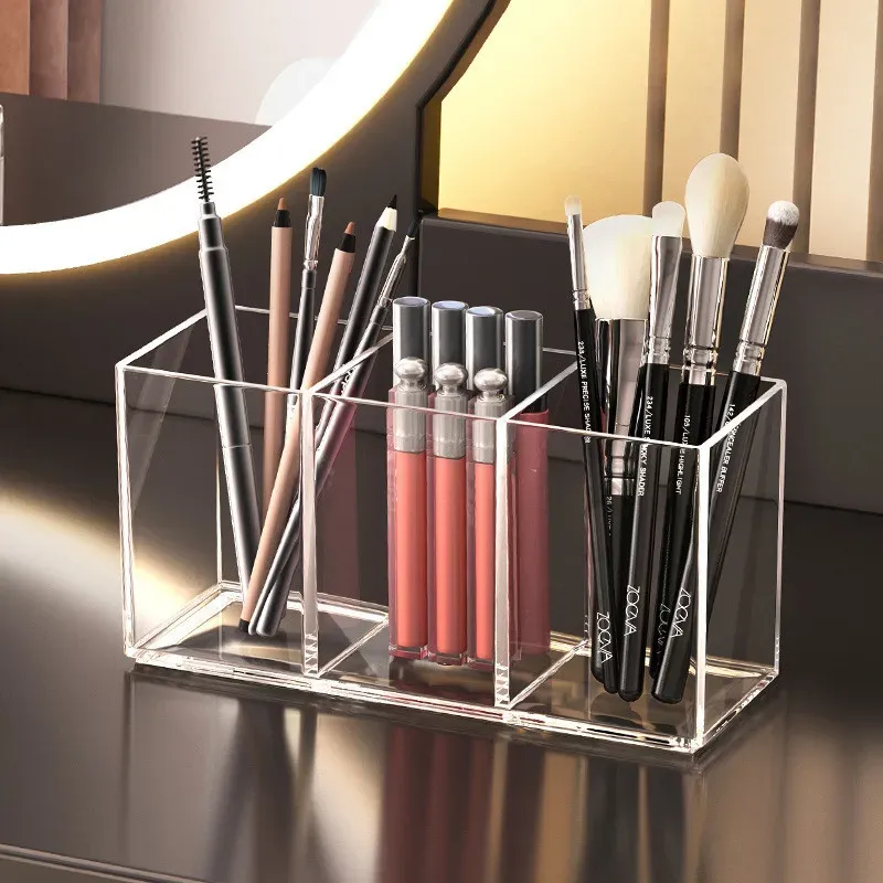 Organisateur de maquillage transparent en acrylique pour rouge à lèvres et pinceaux - Image 1