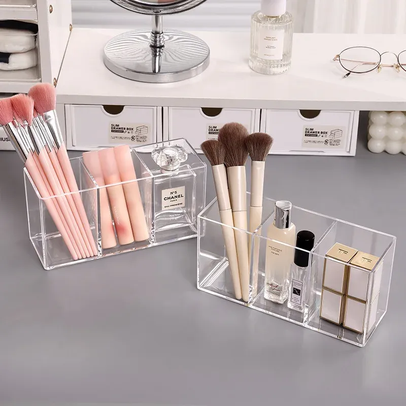 Organisateur de maquillage transparent en acrylique pour rouge à lèvres et pinceaux 6