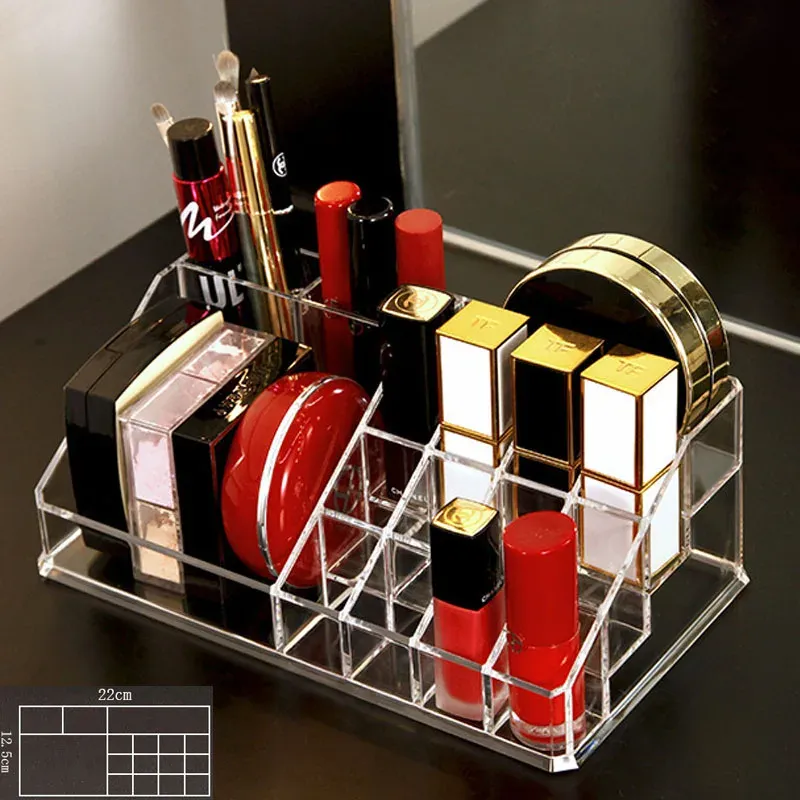 Organisateur de maquillage transparent en acrylique pour rouge à lèvres et pinceaux 12