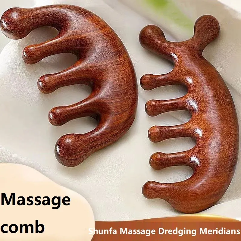 Peigne de massage en bois pour cuir chevelu, applicateur d'huile - AMS01