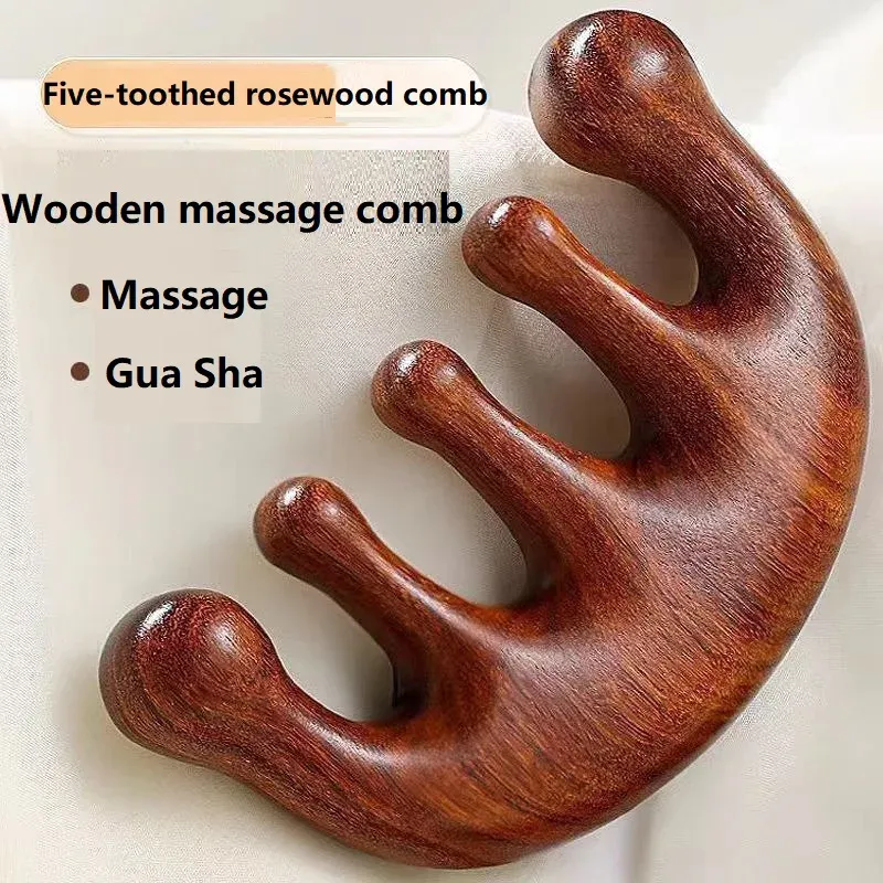 Peigne de massage en bois pour cuir chevelu, applicateur d'huile - AMS01 3