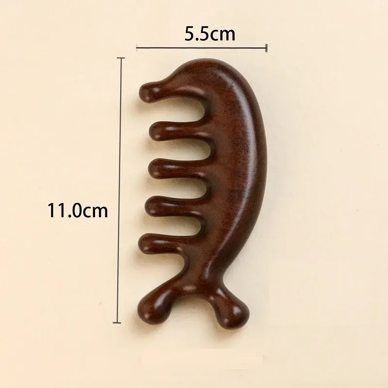 Peigne de massage en bois pour cuir chevelu, applicateur d'huile - AMS01 6