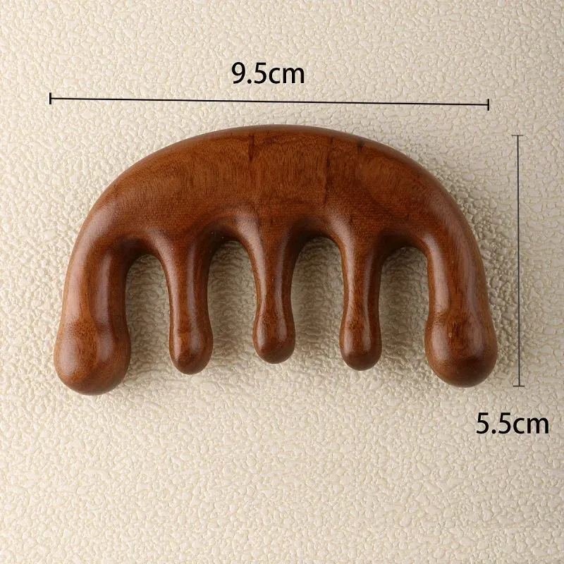 Peigne de massage en bois pour cuir chevelu, applicateur d'huile - AMS01 15