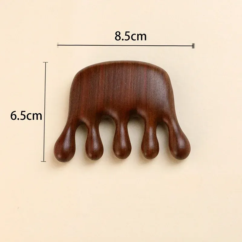 Peigne de massage en bois pour cuir chevelu, applicateur d'huile - AMS01 9