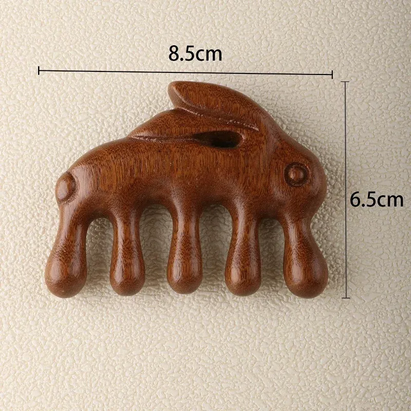 Peigne de massage en bois pour cuir chevelu, applicateur d'huile - AMS01 10
