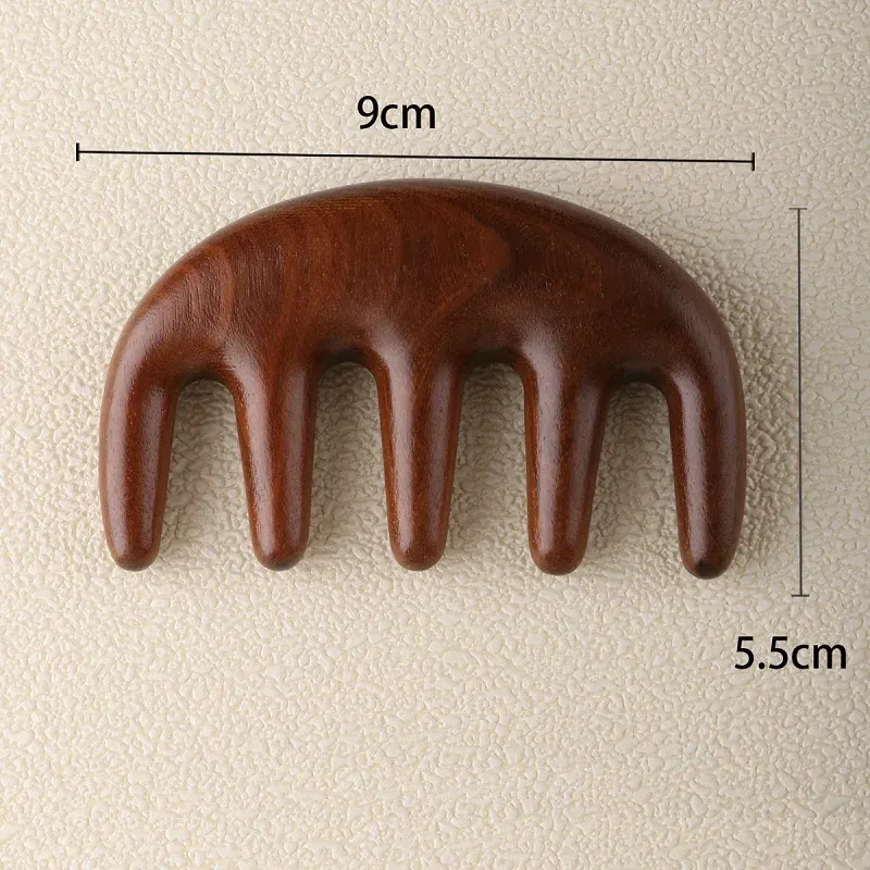Peigne de massage en bois pour cuir chevelu, applicateur d'huile - AMS01 8