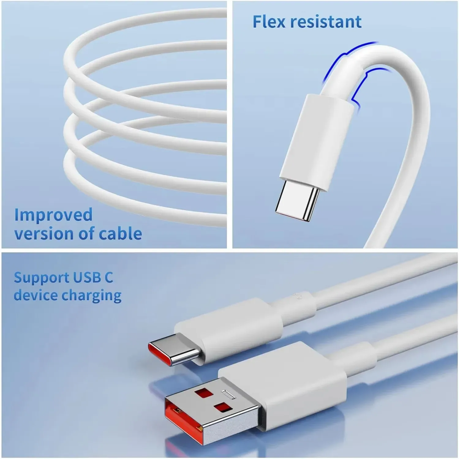 Chargeur rapide USB 120 W avec câble USB-C Turbo 6 A pour Xiaomi, Redmi et POCO 5