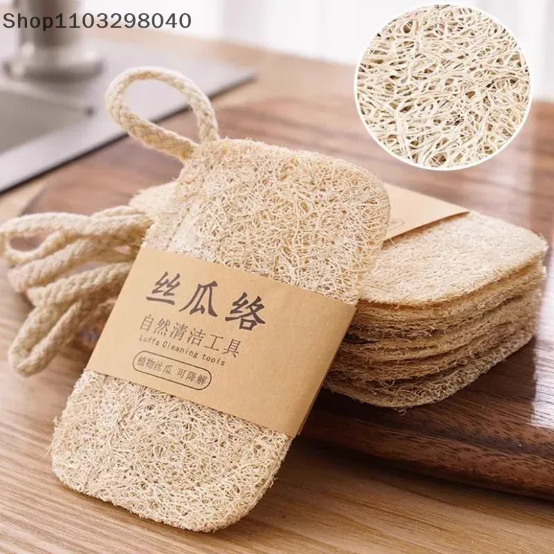 Lot de 6 éponges naturelles en luffa pour le nettoyage des plats, casseroles et taches de graisse – Tampon à récurer de cuisine 6