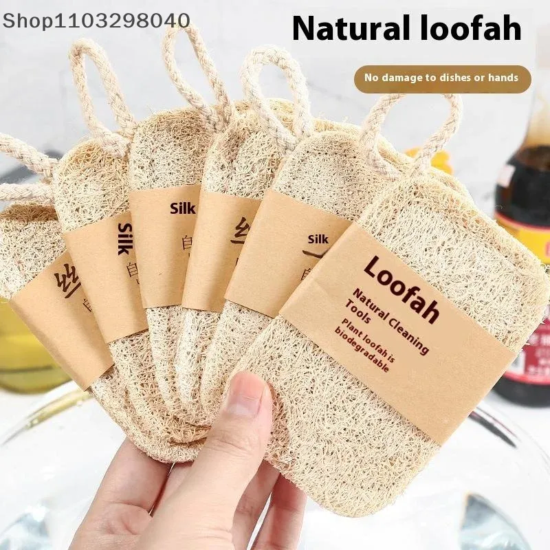 Éponges en luffa naturel présentées dans une cuisine