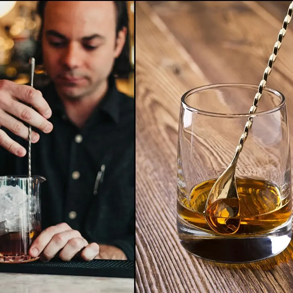 Cuillère à Cocktail en Acier Inoxydable à Long Manche Spiralé 4