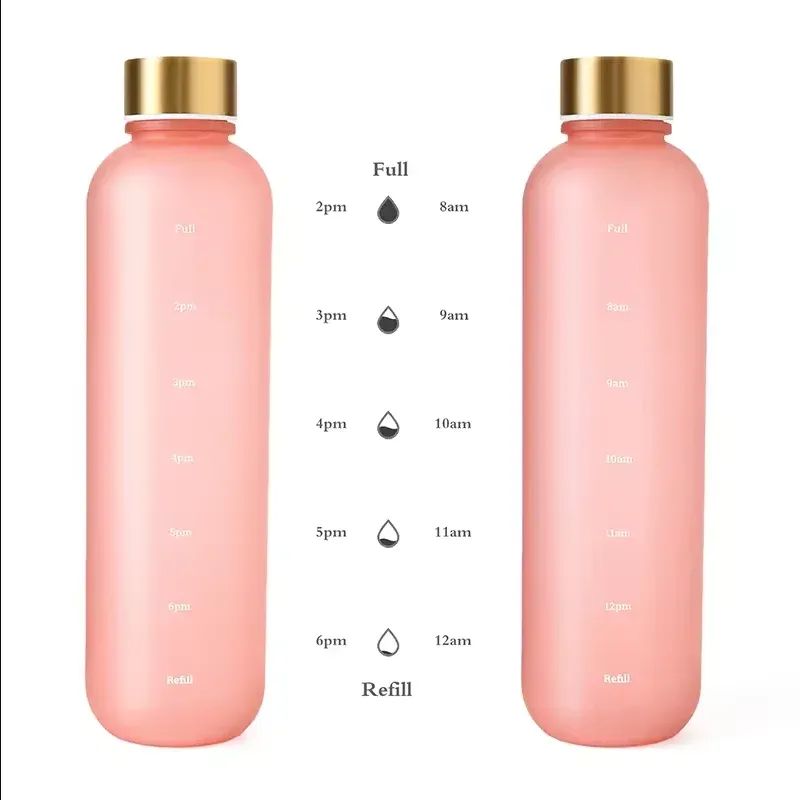 Bouteille d'eau de 1000 ml avec marqueur de temps, motivante, réutilisable, idéale pour le fitness, les sports de plein air, les voyages et le cyclisme, étanche, sans BPA, givrée 6