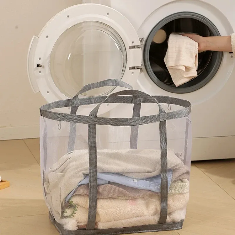 Panier à linge pliable en maille, portable, pour chaussettes et sous-vêtements, idéal pour dortoir et maison 4