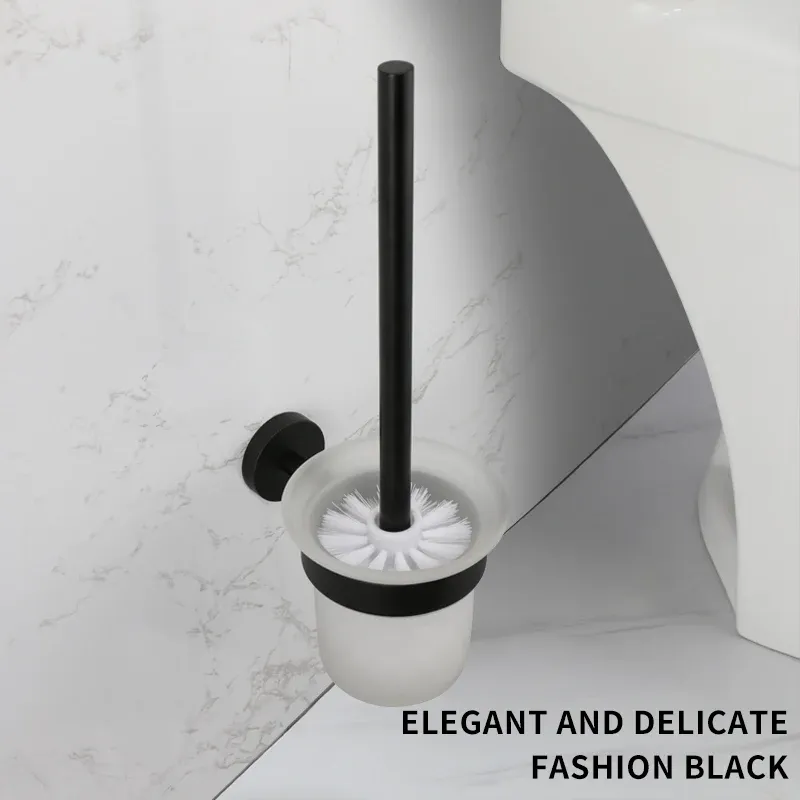 Support de brosse WC mural en acier inoxydable, finition noir mat, nickel brossé, or rose, chromé poli et or brossé 3