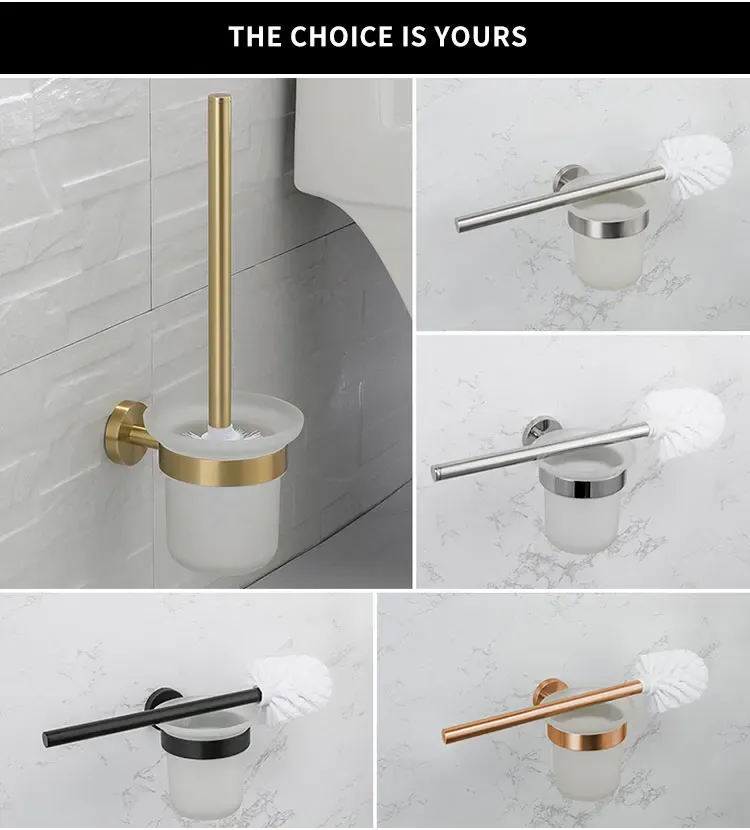 Détail du porte-brosse de toilette en acier inoxydable