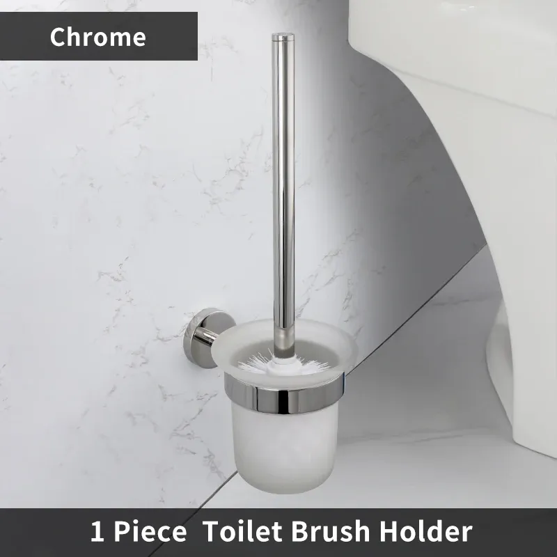 Support de brosse WC mural en acier inoxydable, finition noir mat, nickel brossé, or rose, chromé poli et or brossé 8