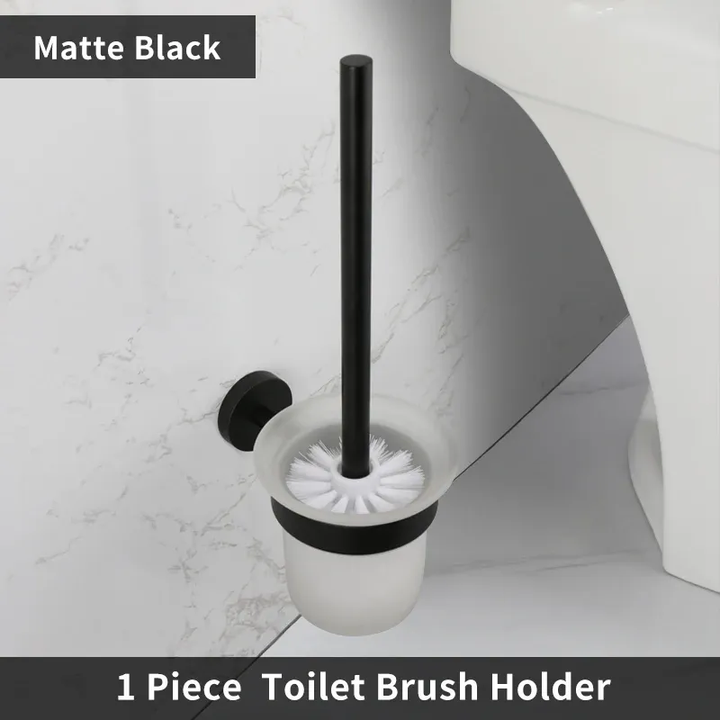 Support de brosse WC mural en acier inoxydable, finition noir mat, nickel brossé, or rose, chromé poli et or brossé 7