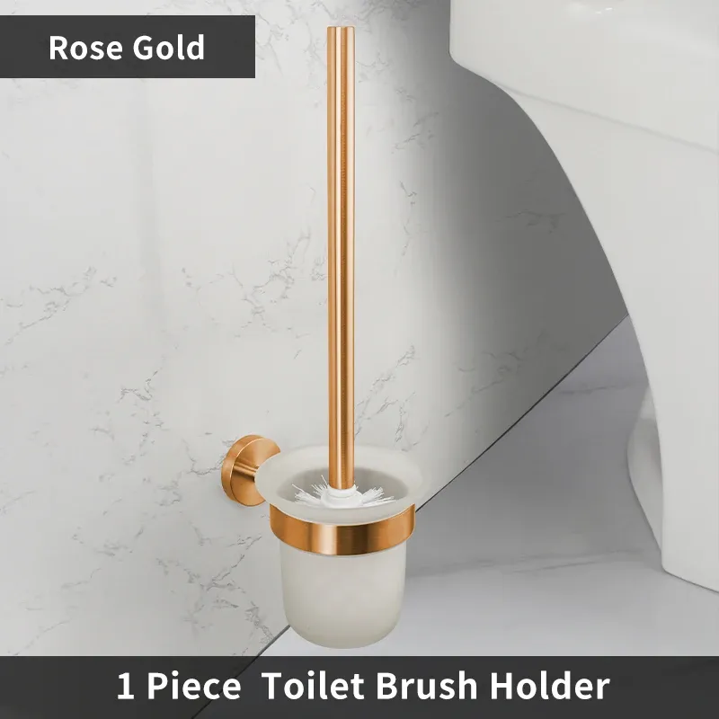 Support de brosse WC mural en acier inoxydable, finition noir mat, nickel brossé, or rose, chromé poli et or brossé 9