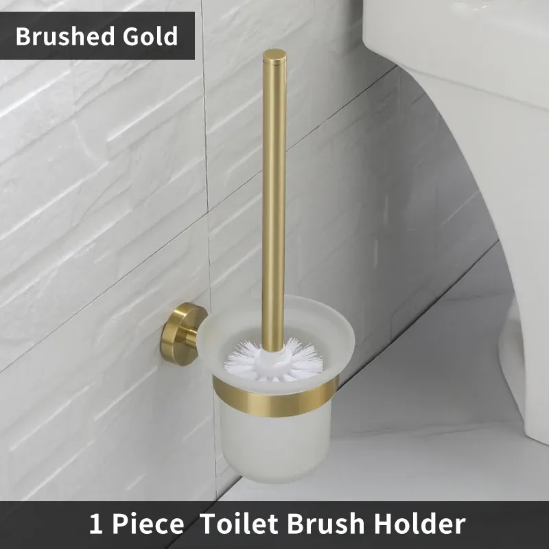 Support de brosse WC mural en acier inoxydable, finition noir mat, nickel brossé, or rose, chromé poli et or brossé 11