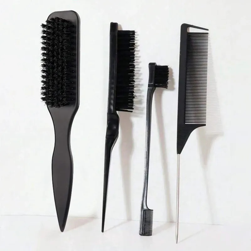 Brosse à cheveux à poils pour coiffure slick back, queue de cheval et chignon – Lissage des baby hairs, contrôle des bords et crêpage 11