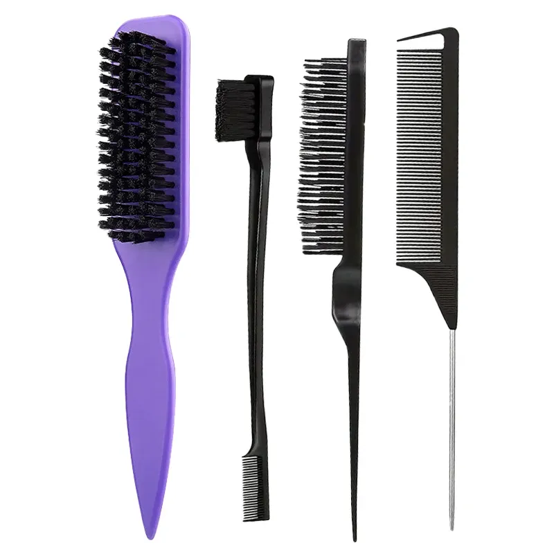 Brosse à cheveux à poils pour coiffure slick back, queue de cheval et chignon – Lissage des baby hairs, contrôle des bords et crêpage 12