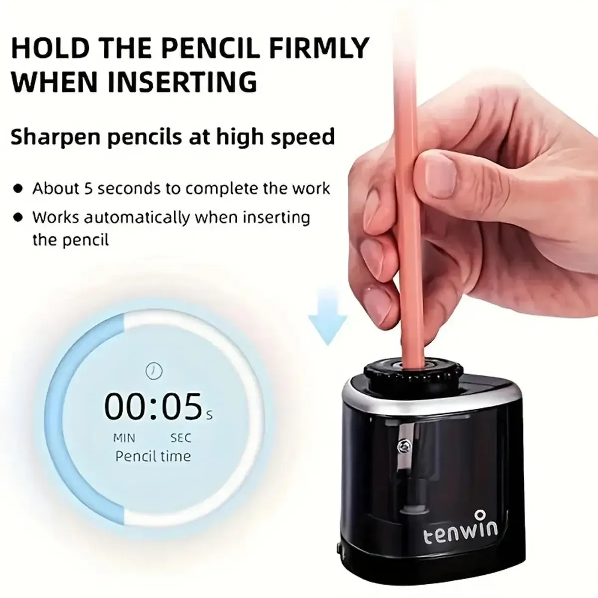Taille-crayon électrique automatique de bureau pour crayons de 6 à 8 mm, idéal pour étudiants et papeterie scolaire 6