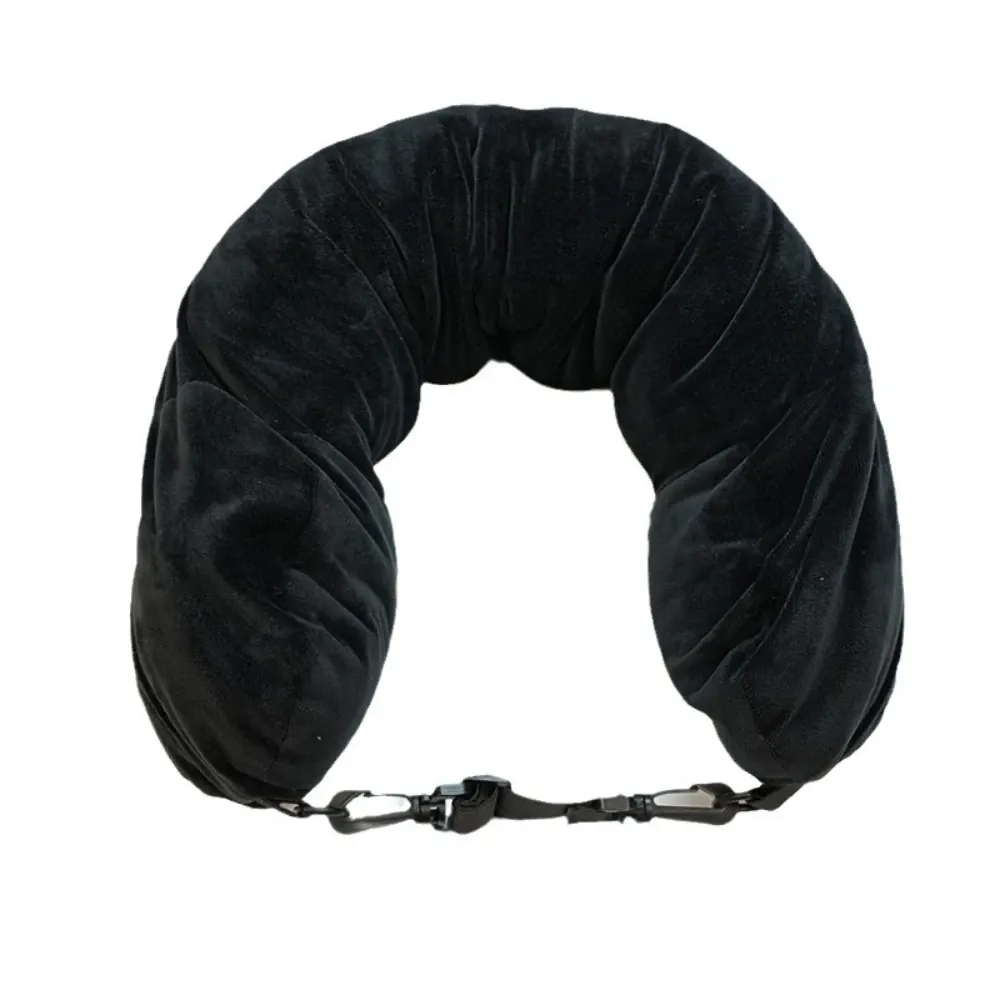 Oreiller de voyage en polyester réglable avec pochette de rangement et soutien cervical, confortable et léger 5