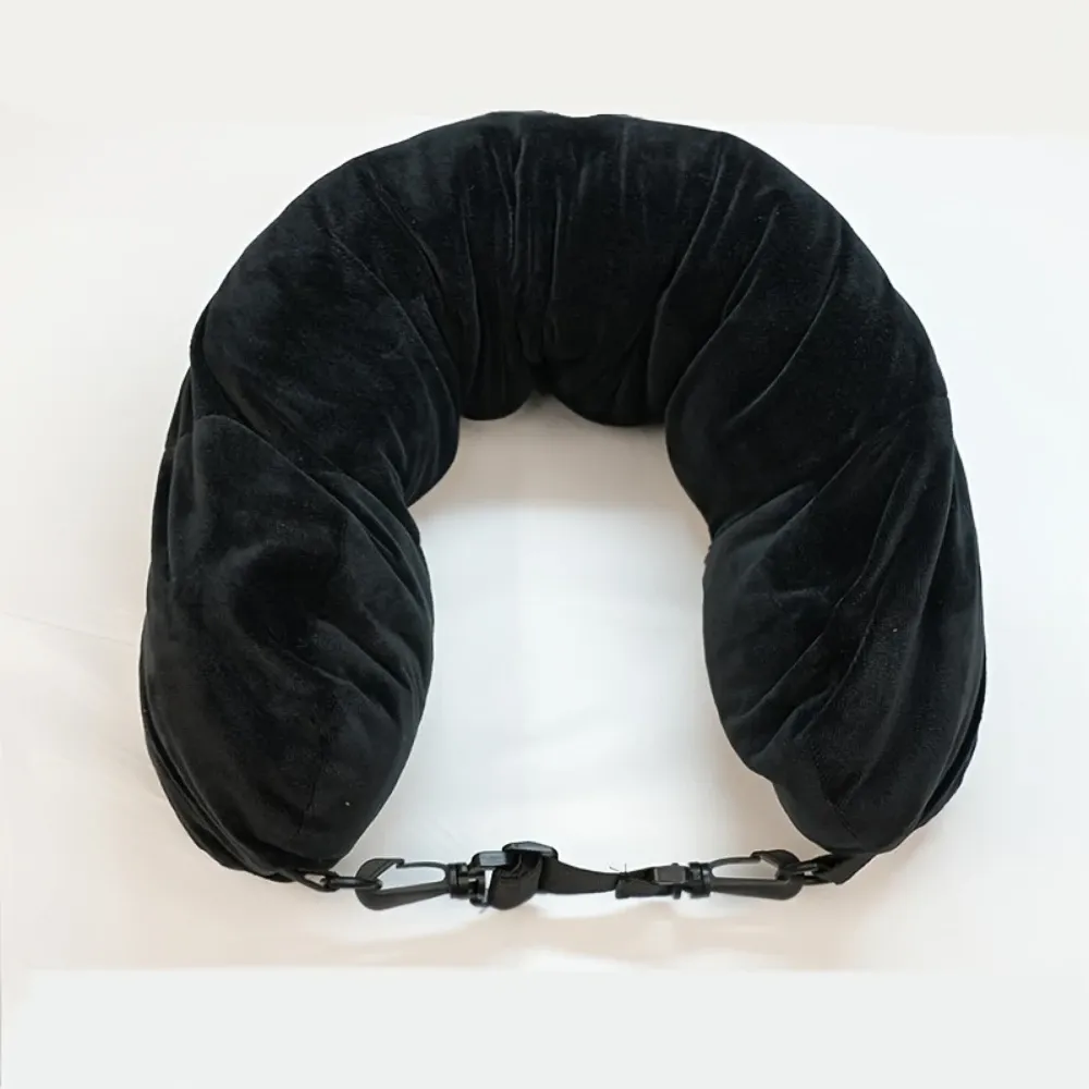 Oreiller de voyage en polyester réglable avec pochette de rangement et soutien cervical, confortable et léger 8
