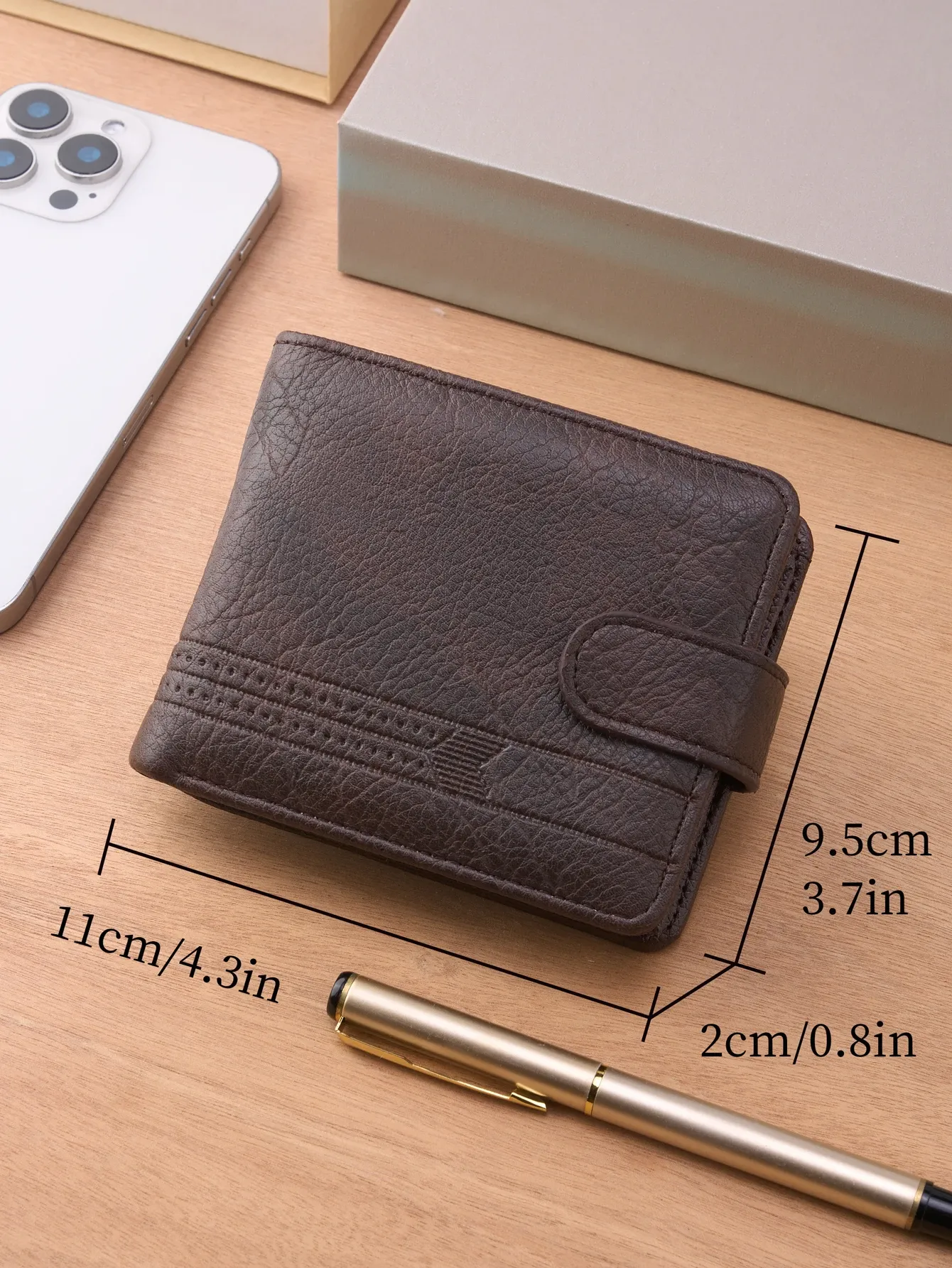 Portefeuille court en cuir pour homme avec fermeture éclair, porte-cartes et porte-monnaie 6