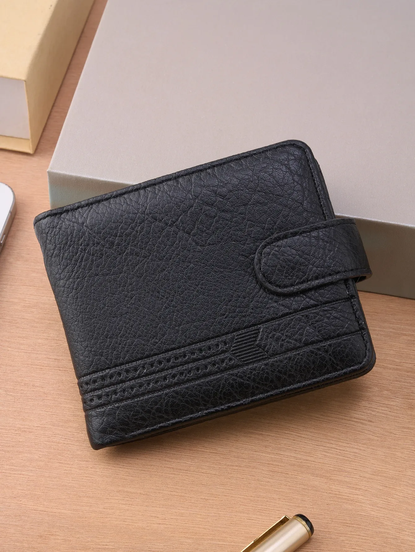 Portefeuille court en cuir pour homme avec fermeture éclair, porte-cartes et porte-monnaie 7