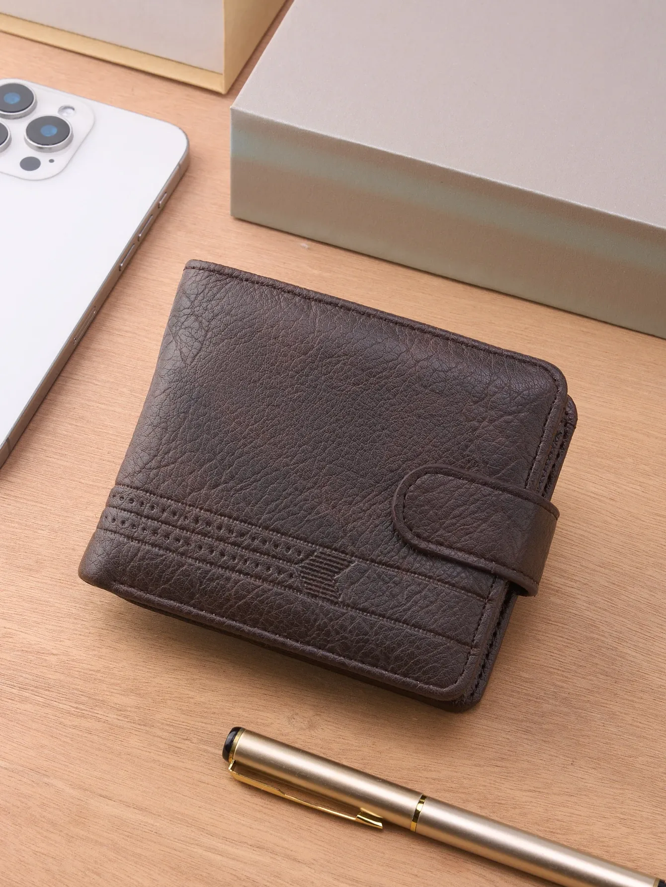 Portefeuille court en cuir pour homme avec fermeture éclair, porte-cartes et porte-monnaie 8