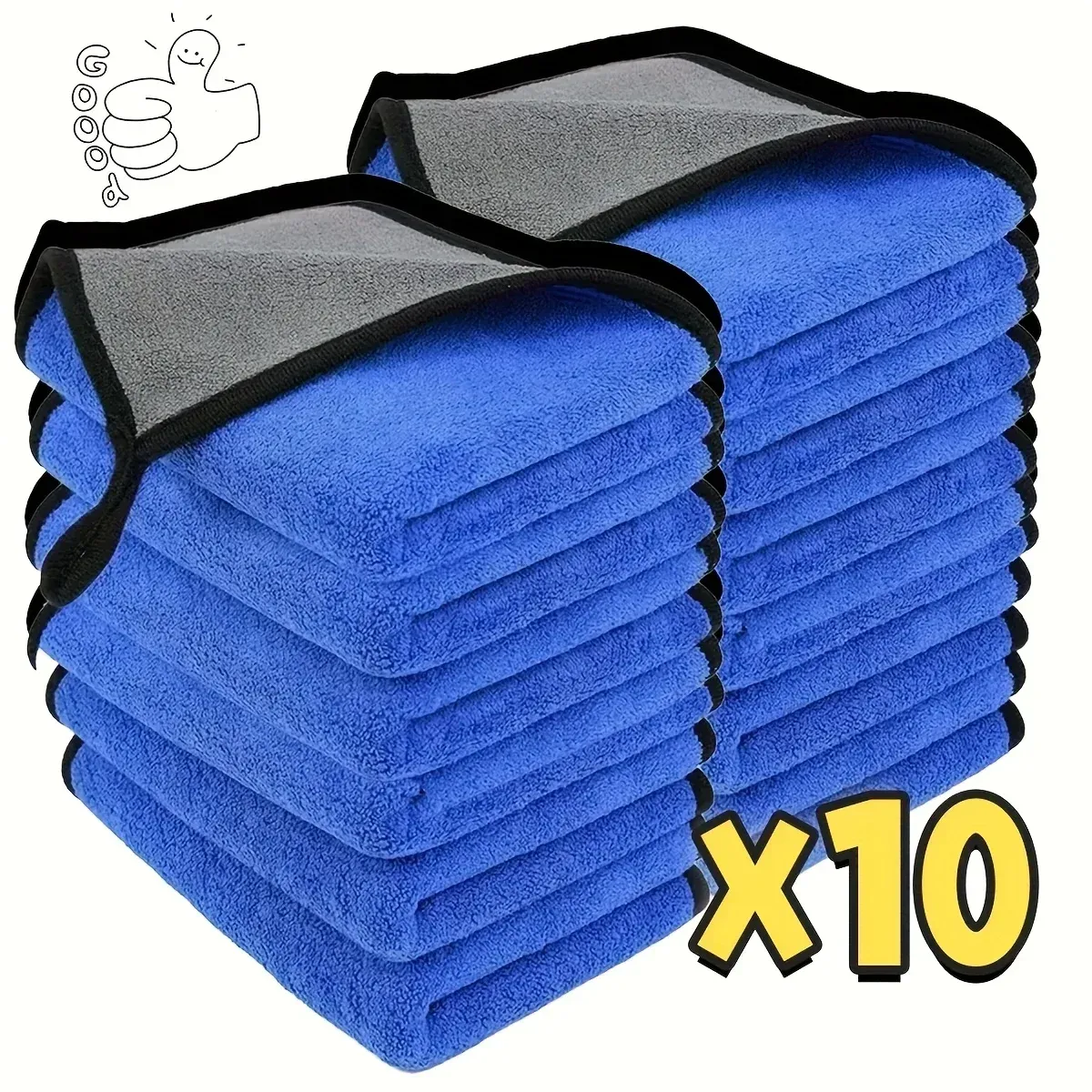 Serviette de nettoyage pour voiture en microfibre 30 x 60 cm, double couche, douce et à séchage rapide (lot de 1, 2, 3, 6 ou 10) 9
