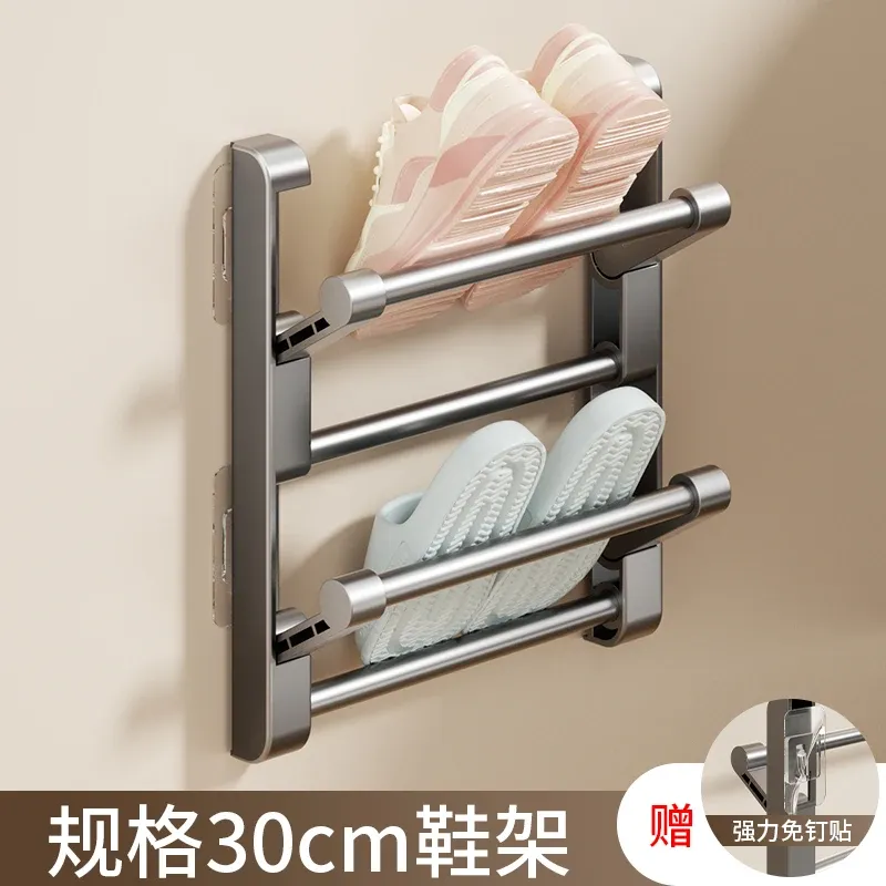 Étagère murale à chaussures pour salle de bain avec crochets et égouttoir 7