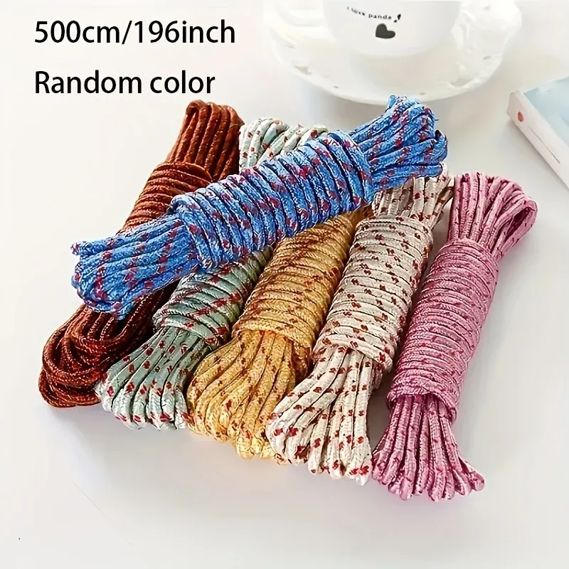 Corde à linge en nylon épais de 10 m, couleur aléatoire, séchoir portable pour linge et literie, corde multifonctionnelle résistante au vent pour activités de plein air, adaptée au balcon 4