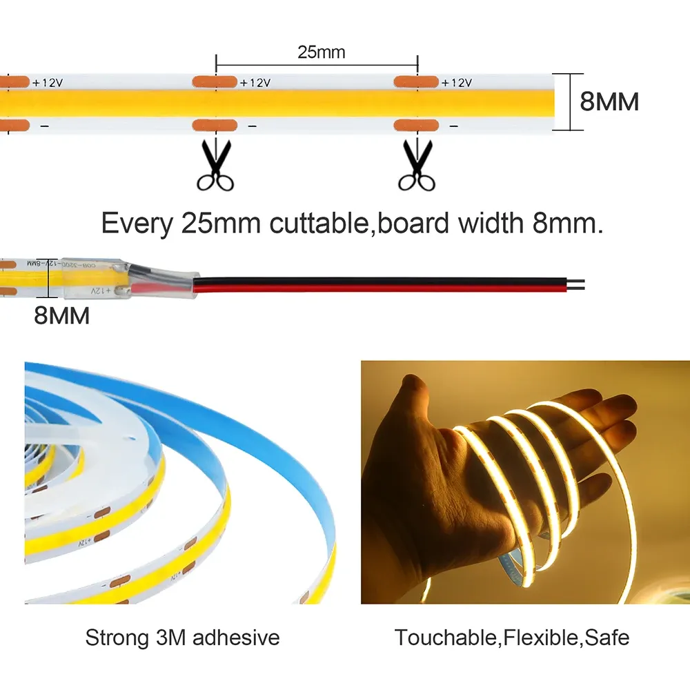 Bande lumineuse LED COB éclairage d'ambiance