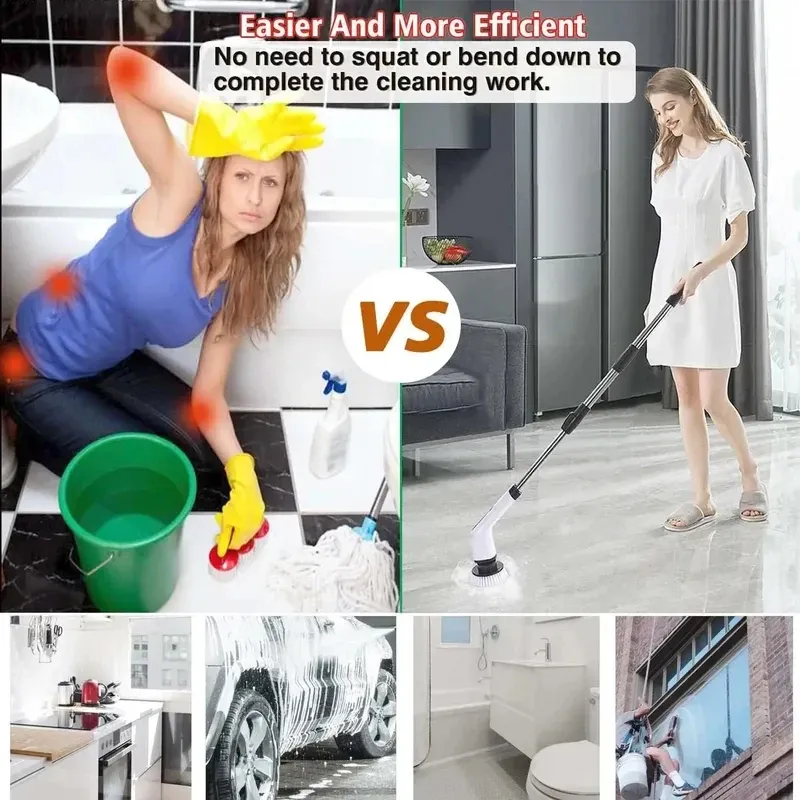 Brosse de nettoyage électrique rotative sans fil, multifonctionnelle et portable pour cuisine et salle de bain 5